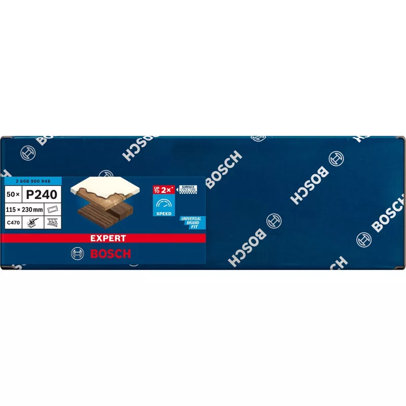 Bosch Expert C470 Hoja de lijar, 115 x 230 mm, grano K240 (pack de 50, para lijadora orbital)