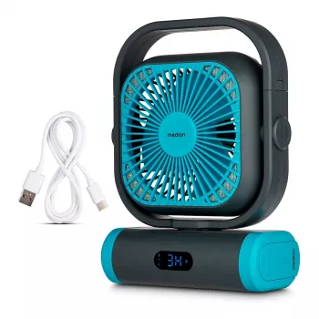 MEDION LIFE Camping Fan E10 TF (MD 12065) Gris/Azul