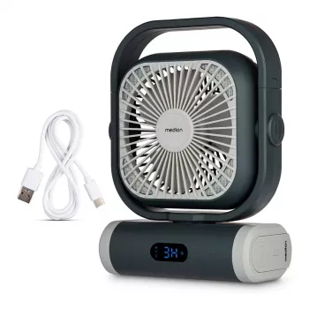 MEDION LIFE Camping Fan E10 TF (MD 12065) Gris/Blanco