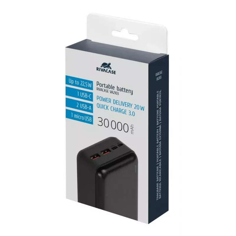 Batería externa Rivacase VA2103 30000 mAh 22.5W Negro