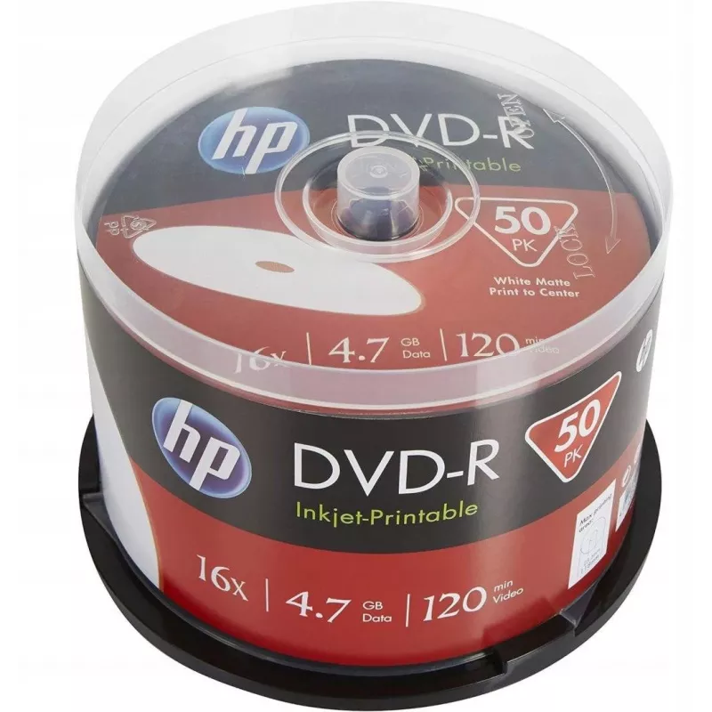 Verbatim HP DVD-R imprimibles por inyección carrete (50 discos) - 16x, 4.7 GB, AZO Dye, superficie imprimible blanca