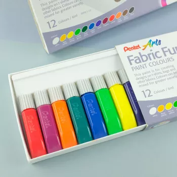 Pentel Arts FFPC1-12 set de pintura para tela, colores surtidos, 12 tubos de 6 ml
