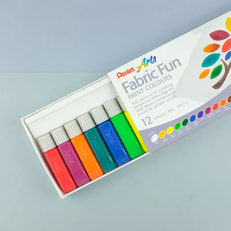 Pentel Arts FFPC1-12 set de pintura para tela, colores surtidos, 12 tubos de 6 ml