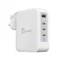 J5CREATE Cargador GaN USB-C de 4 puertos 130W - UK blanco gris