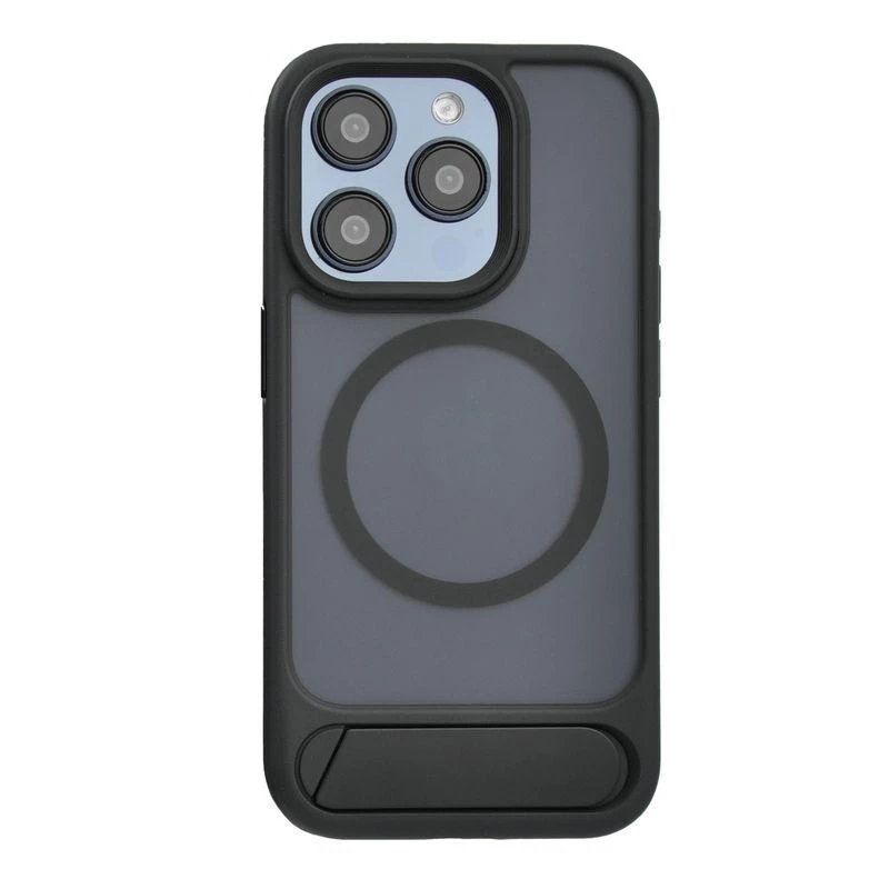 Evelatus Apple iPhone 16 Pro Funda MagSafe con revestimiento de goma y soporte negra