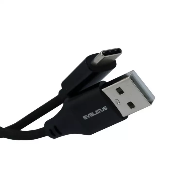 Evelatus AutoSpring Cable en Espiral USB A a USB C 1,2m Negro