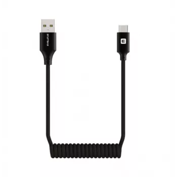 Evelatus AutoSpring Cable en Espiral USB A a USB C 1,2m Negro