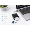 iLike Lector de tarjetas inteligente USB 4 en 1 con soporte para SIM, SD y micro-SD, lector CAC para documentos de identidad, tarjetas bancarias, eID y tarjetas de memoria, negro