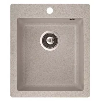 HELIKA Fregadero Simplex SQS100-110W Fregadero de cocina, compuesto de granito, Negro, 780x435 mm, montaje sobre encimera