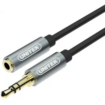 UNITEK cable alargador de audio 3,5mm 1m - jack a conector hembra, dorado, negro