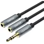 UNITEK Y-C956ABK cable adaptador divisor de audio 3,5mm mini-jack conector macho a 2x conector hembra jack 3,5mm - negro