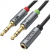 UNITEK Y-C957ABK cable divisor de audio mini-jack 3,5mm, conector hembra a 2x conector macho, 20 cm, negro