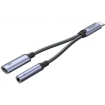 UNITEK adaptador USB-C a conexión de audio 3,5mm y USB-C 60W PD (Space Grey)