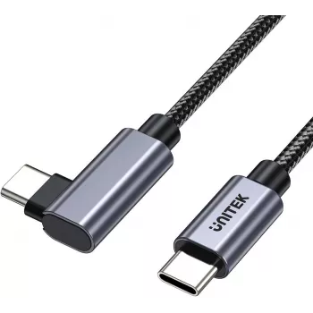 UNITEK cable USB-C acodado 90° PD 100W 0.5m negro