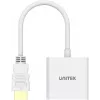 UNITEK adaptador HDMI a VGA, Full HD 1080p, 60Hz, blanco