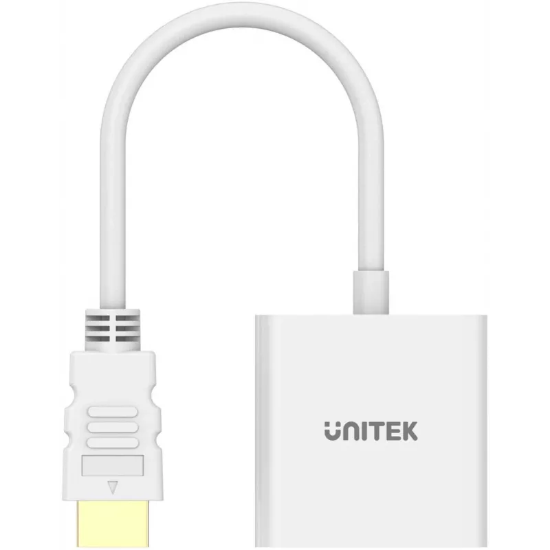 UNITEK adaptador HDMI a VGA, Full HD 1080p, 60Hz, blanco
