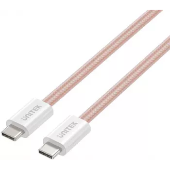 UNITEK cable USB-C a USB-C magnético trenzado 100W PD rosa 1m