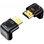 UNITEK adaptador HDMI 8K acodado 90° y 270° (pack de 2) - negro