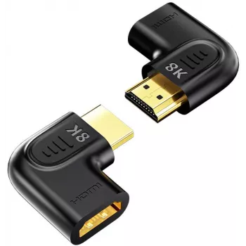 UNITEK adaptador HDMI 8K plano acodado 90° y 270° (pack de 2) - negro