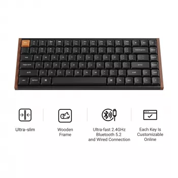 Keychron K3M-F1 Teclado mecánico 75% Low-Profile, Gateron Red Switch, RGB Hot-Swap, Bluetooth 5.1 y USB-C, Negro