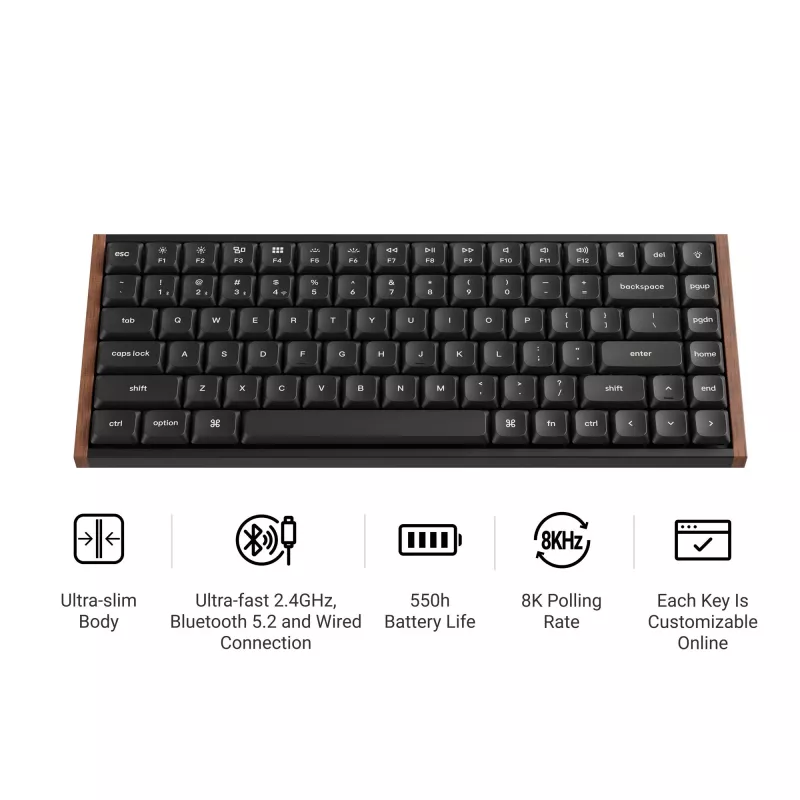 Keychron K3U-H3 Teclado mecánico inalámbrico 75% Milk POM Brown Switch 8K