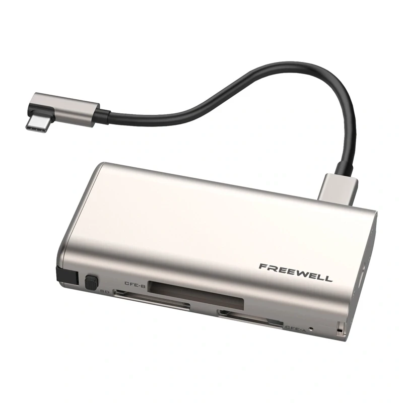 Freewell Pro Plus Lector de tarjetas USB 3.2 Gen 2 Type-C 10 Gbps SD MicroSD CFexpress Gris espacial