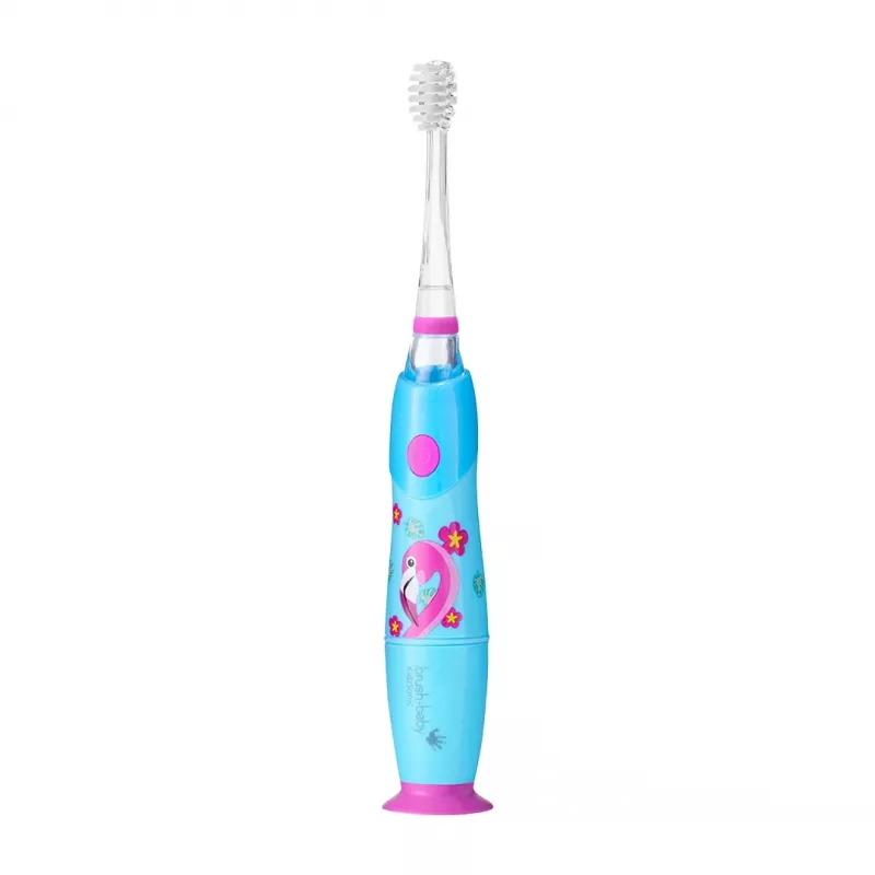 Cepillo de dientes eléctrico sónico infantil BRUSH-BABY Kidz para niños a partir de 3 años Flamingo