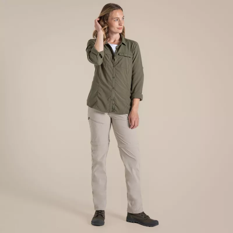 Pantalones de senderismo Craghoppers NosiLife Pro Convertible Trouser III mujer - Soft Mushroom