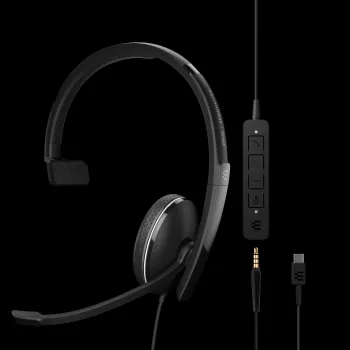 Headset on-ear con cable Sennheiser ADAPT 100 con micrófono con cancelación de ruido, USB-A, Negro