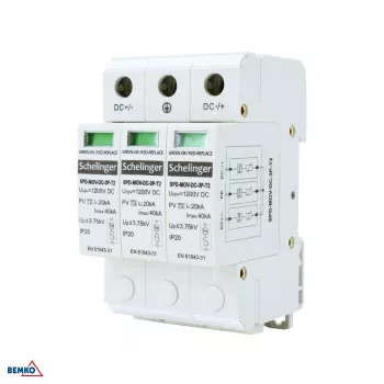SCHELINGER 3P DC 1200V Type 2 Dispositivo de protección contra sobretensiones (SPD) para instalaciones fotovoltaicas
