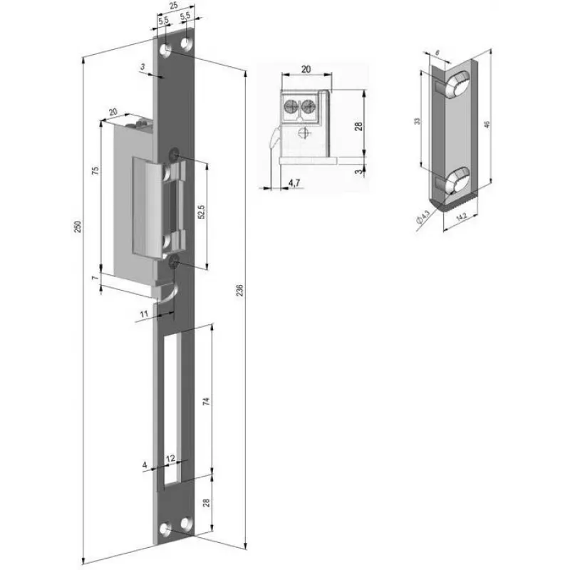 SCOT ES-S12DC-RS PROFI Abrepuertas eléctrico simétrico reversible con señalización, 12V DC