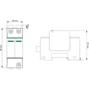 VCX DC C2P 1000V PV30 Protector contra sobretensiones tipo 2 2P 1000V DC para instalaciones fotovoltaicas