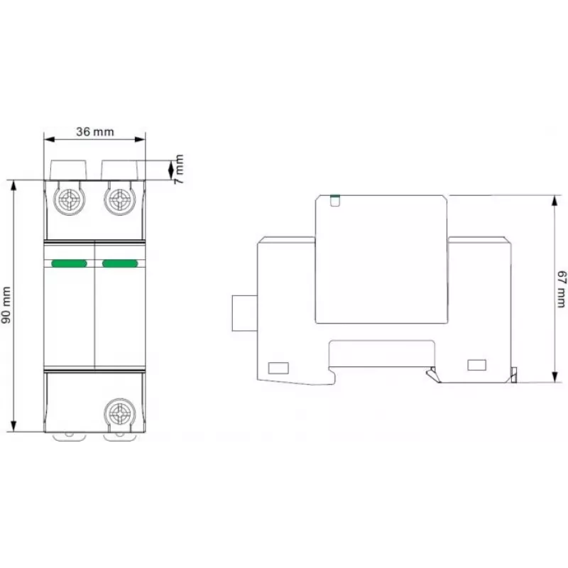VCX DC C2P 1000V PV30 Protector contra sobretensiones tipo 2 2P 1000V DC para instalaciones fotovoltaicas