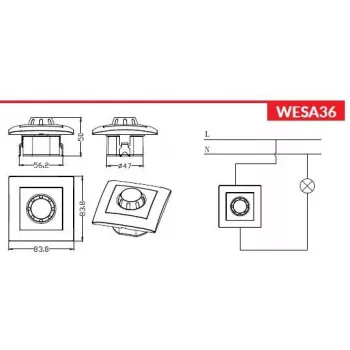 VCX WESA LC 36A regulador de intensidad LED rotativo 200/600W blanco