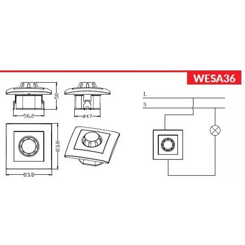 VCX WESA LC 36A regulador de intensidad LED rotativo 200/600W blanco