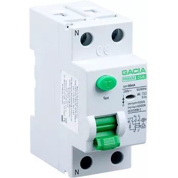GACIA PR8NM 2P 25A 30mA AC RCCB interruptor diferencial 6kA 2 módulos