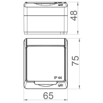 ELEKTRO-PLAST NASIELSK Hermes toma de corriente individual de superficie resistente a la intemperie con contacto de protección 16A IP44 tapa color humo GNT 0321-01
