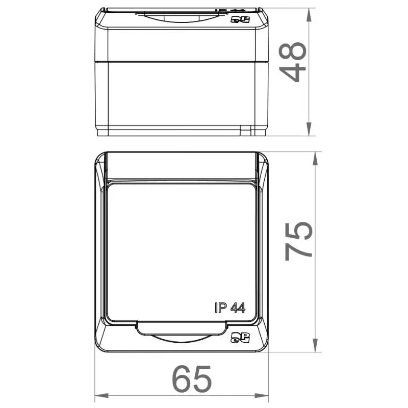ELEKTRO-PLAST NASIELSK Hermes toma de corriente individual de superficie resistente a la intemperie con contacto de protección 16A IP44 tapa color humo GNT 0321-01
