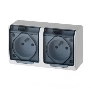 ELEKTRO-PLAST NASIELSK Hermes GNT toma de corriente doble para exteriores 16A IP44 con tapa color humo 0322-01