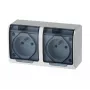 ELEKTRO-PLAST NASIELSK Hermes GNT toma de corriente doble para exteriores 16A IP44 con tapa color humo 0322-01