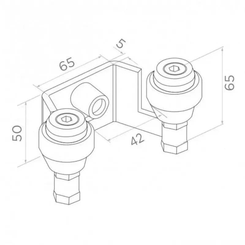 PSG 60.022 guía superior para puertas correderas 42mm (2 rodillos)