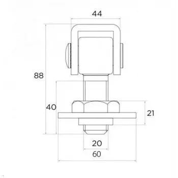 PSG 61.013 bisagra soldable rosca M20 (regulable)