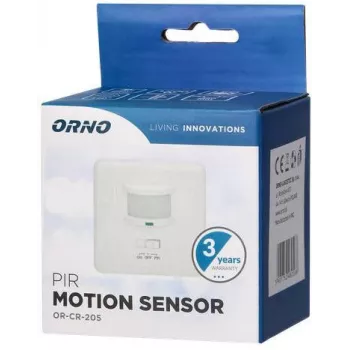 Detector de movimiento PIR ORNO OR-CR-205, 360°, 6 m, 230 V, blanco, montaje empotrado en techo