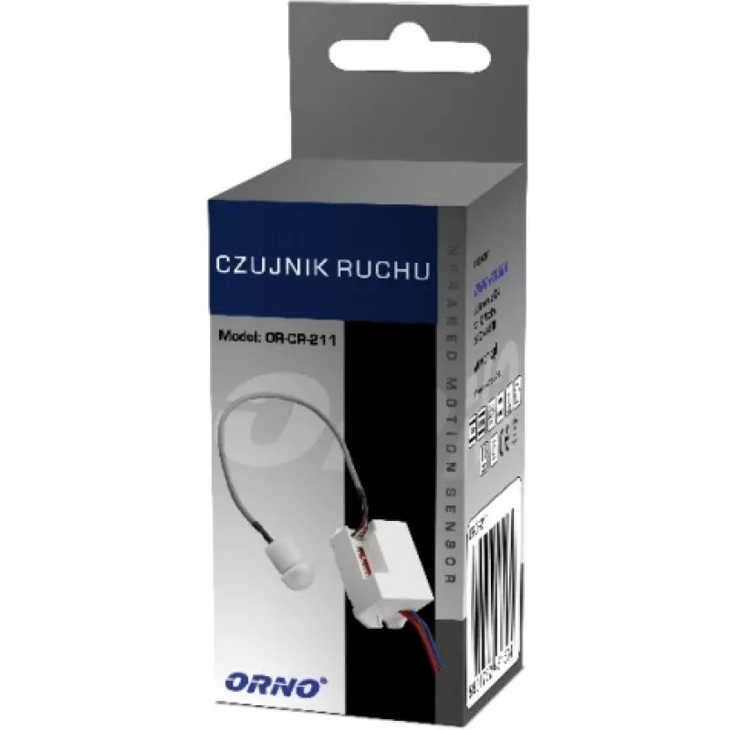 Detector de movimiento PIR miniatura ORNO OR-CR-211, 230V, 120°, 6m, IP20, blanco