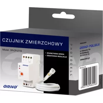 Interruptor crepuscular para carril DIN con fotorresistencia externa ORNO OR-CR-219, 230V AC, 10A, 2-100 lux