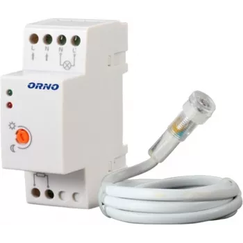 Interruptor crepuscular para carril DIN con fotorresistencia externa ORNO OR-CR-219, 230V AC, 10A, 2-100 lux