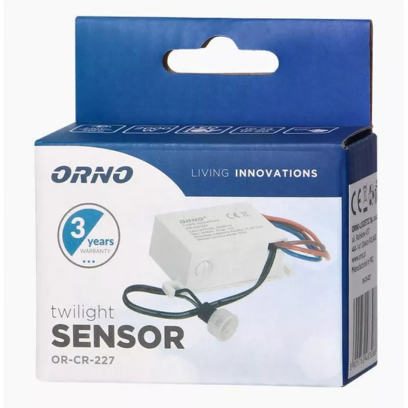 Sensor crepuscular MINI ORNO OR-CR-227 con sensor exterior, IP54