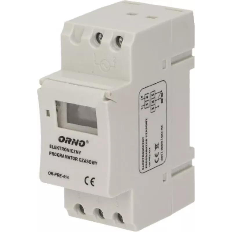 Temporizador digital ORNO OR-PRE-414, carril DIN, 230V AC, 16A, 1 canal
