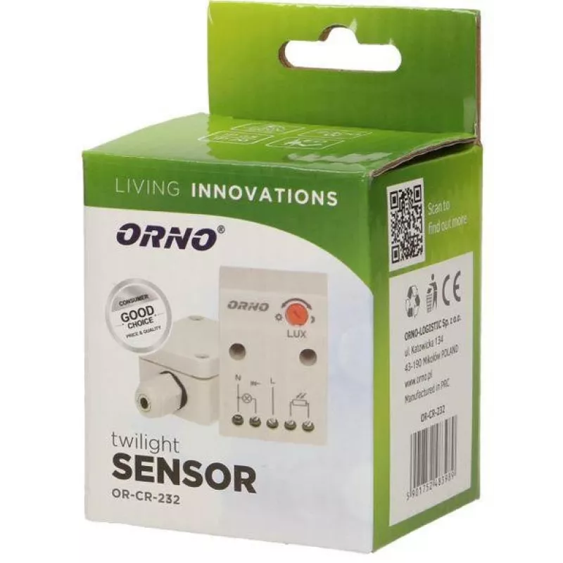 Sensor crepuscular ORNO OR-CR-232 con sonda exterior hermética en caja de derivación
