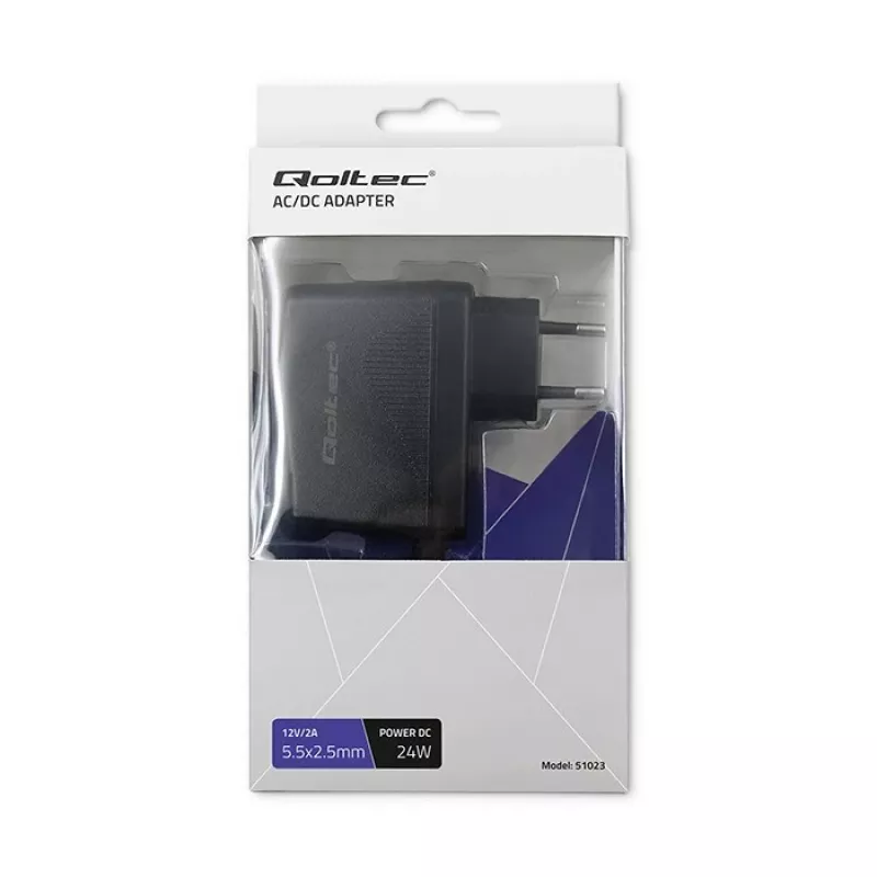 Fuente de alimentación de enchufe 24W 12V 2A 5,5x2,5mm QOLTEC